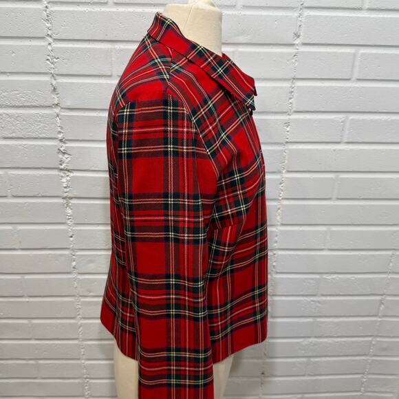 Vintage Pendleton Womens Zip Jacket Red Tartan Plaid 100% Virgin Wool Sz 12 S/M - Picture 3 of 16